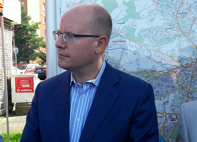 Premiér Bohuslav Sobotka při představování plánů ČSSD ve volební kampani