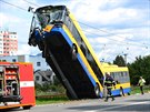 Nehoda trolejbusu v Otrokovicch-Kvtkovicch.