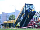 Nehoda trolejbusu v Otrokovicích-Kvítkovicích.