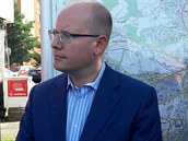 Premiér Bohuslav Sobotka pi pedstavování plán SSD ve volební kampani