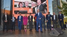 Pedseda SSD a premiér Bohuslav Sobotka (vpedu u mikrofonu) zahájil 30. srpna...