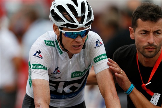 Britský cyklista Chris Froome bhem patnácté etapy Vuelty.