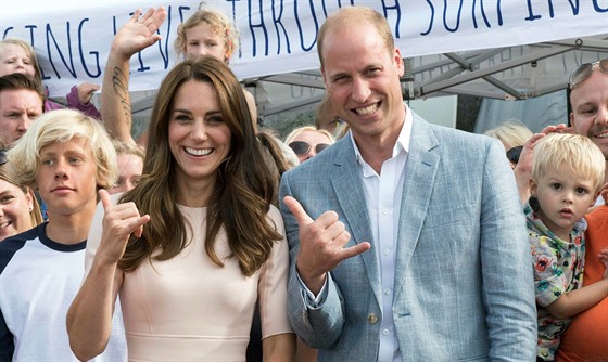 Princ William a jeho manelka Kate (Newquay, 1. záí 2016)