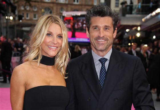 Patrick Dempsey a jeho manelka Jillian Finková (Londýn, 5. záí 2016)