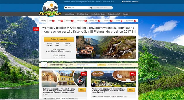 Pvodní vzhled portálu slevyzhor.cz pedtím, ne ho zablokovala policie.
