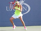 eská tenistka Petra Kvitová returnuje ve 3. kole US Open.
