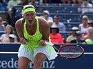 eská tenistka Petra Kvitová se raduje z postupu do osmifinále US Open.