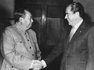 Spojenci. Mao Ce-tung s americkým prezidentem Richardem Nixonem, rok 1972