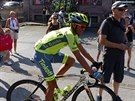 Alberto Contador na startu trnácté etapy panlské Vuelty.