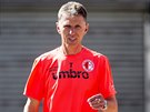 Kou Jaroslav ilhavý na tréninku fotbalist praské Slavie.