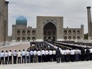 Smutení shromádní na námstí v Samarkandu, kde se prezident Uzbekistánu...