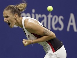 Karolna Plkov se raduje v semifinle tenisovho US Open.