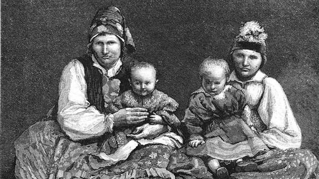 Duchoborské ženy na rytině z roku 1887.