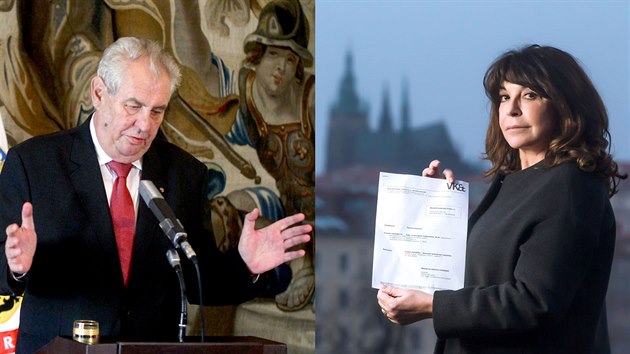 Prezident Miloš Zeman a Peroutkova vnučka Terezie Kaslová. (4. února 2019). 