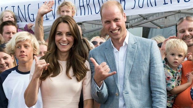 Princ William a jeho manelka Kate (Newquay, 1. z 2016)