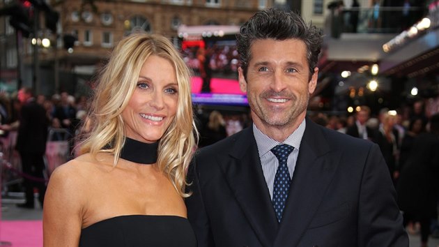 Patrick Dempsey a jeho man�elka Jillian Finková (Londýn, 5. zá�í 2016)