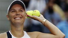 Caroline Wozniacká po vítzném zápase 4. kola US Open proti Madison Keysové.