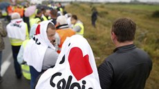 Obyvatelé Calais protestují proti táboru migrant (5. záí 2016)