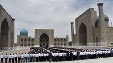 Smutení shromádní na námstí v Samarkandu, kde se prezident Uzbekistánu...