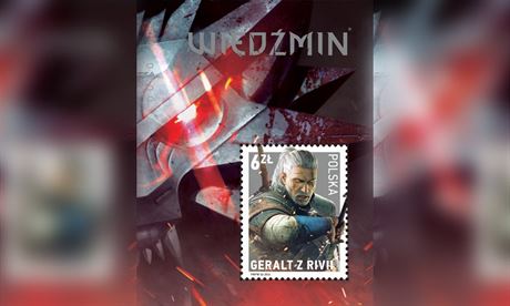 Potovní známka s Geraltem ze série Zaklína