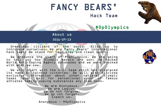 Takhle vypadá webová stránka organizace Fancy Bears.