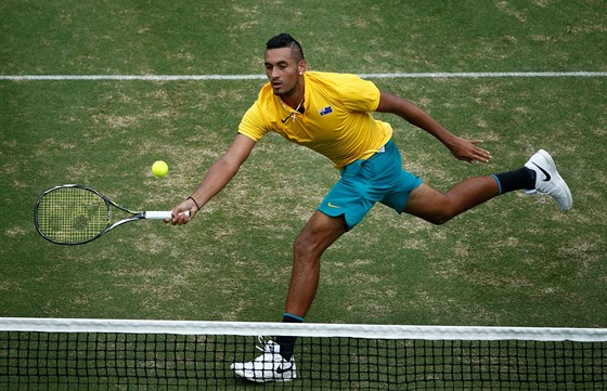 Nick Kyrgios v utkání Davis Cupu proti Slovensku.