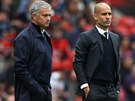 RIVALOV. Treni manchesterskch klub Jos Mourinho a Pep Guardiola ve...