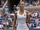 Karolína Plíková se raduje z vyhraného fiftýnu ve finále US Open.