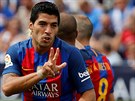 Útoník Barcelony Luis Suárez se raduje z gólu do sít fotbalist Leganes.