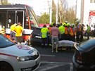 V Praze 10 se stetlo auto s tramvají (12.9.2016).