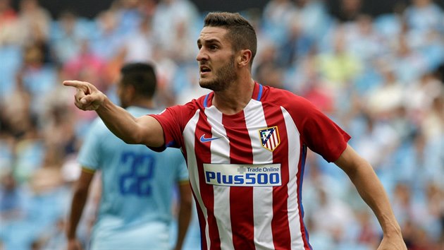 Fotbalista Atltika Madrid Koke se raduje z vedoucho glu do st Celty Vigo.