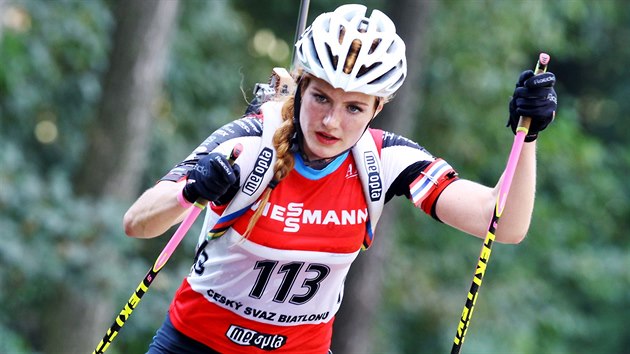 Gabriela Soukalová při mistrovství republiky v biatlonu na kolečkových lyžích