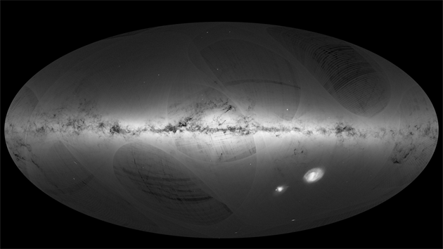 Fotografie - mapa Mléčné dráhy vznikala od července 2014 do září 2015. Snímky pořídil teleskop Gaia