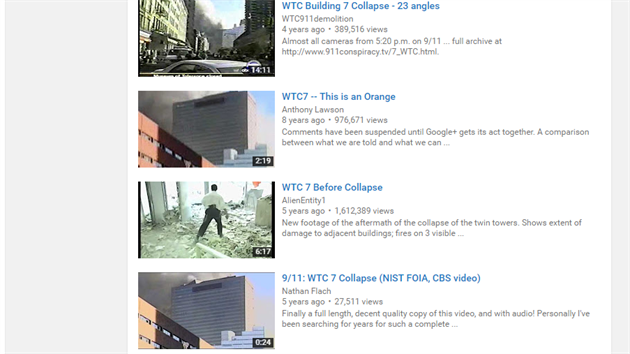 Videa ukazujc koleps ve WTC7