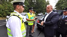 Ministr vnitra Milan Chovanec na hrani�ním p�echod� Svatý K�í� - Waldsassen.