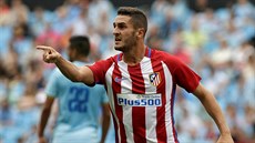 Fotbalista Atlétika Madrid Koke se raduje z vedoucího gólu do sít Celty Vigo.