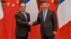 Francouzský prezident François Hollande a jeho ínský protjek Si in-pching.
