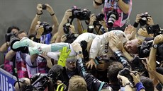 Nico Rosberg po vítzství ve Velké cen Singapuru.