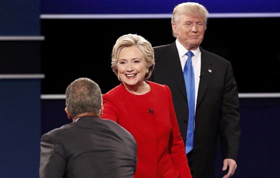 Trump a Clintonová po skonení debaty (27. záí 2016)