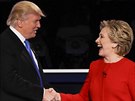 Donald Trump a Hillary Clintonová v první televizní debat amerických...