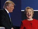 Donald Trump a Hillary Clintonová v první televizní debat amerických...