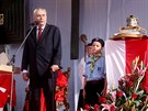 Prezident eské republiky Milo Zeman pi projevu po svatováclavské mi ve...