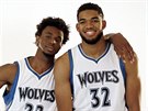 Andrew Wiggins (vlevo) a Karl-Anthony Towns, mladíci z Minnesoty