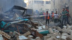 Následky bombardování syrského Idlíbu (29. záí 2016)