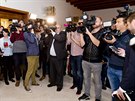 Noviná�i �ekají na vystoupení zástupc� �SSD v sídle strany v Lidovém dom� v...