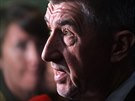 Andrej Babi� komentuje p�edb�né výsledky voleb ve �tábu hnutí ANO na pra�ském...