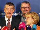 P�edseda hnutí ANO Andrej Babi� p�i tiskové konferenci k výsledk�m krajských a...