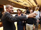 Andrej Babi� b�hem oslav výsledk� krajských a senátních voleb ve �tábu hnutí...