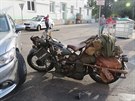 Netradiní nehoda se stala v Sobslavi. Historický motocykl Harley Davidson WLA...