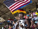 Fanouek amerických fotbalist v hlediti v kubánské Havan